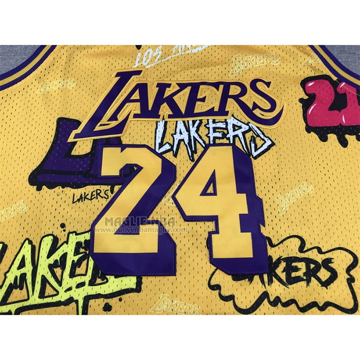 Maglia
 Kobe Bryant NO 24 Los Angeles Lakers Mitchell & Ness Slap Sticker 1996-97 Giallo
